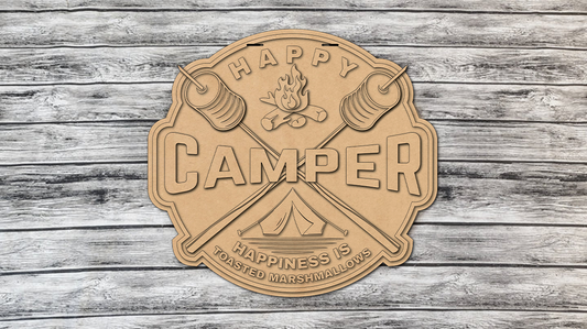 Unfinished DIY Project Kit -  Large Door Hanging Sign - Happy Camper