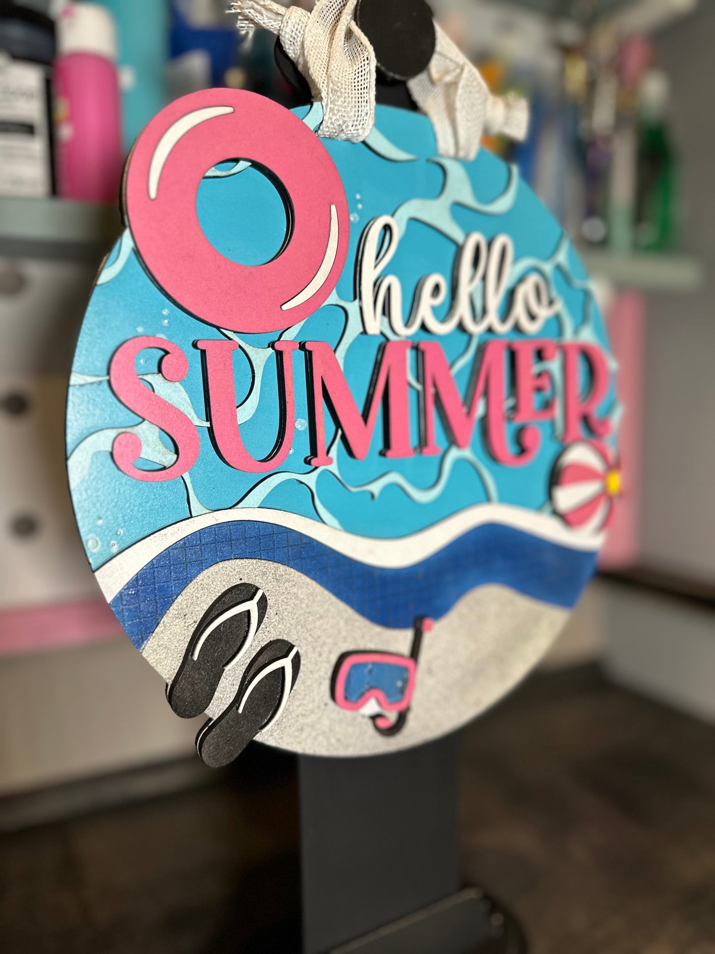 Finished -  Small Tabletop Door Sign - Hello Summer
