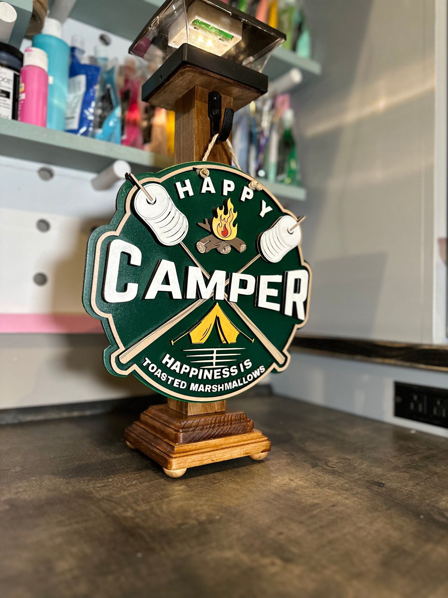 Finished -  Tabletop Sign - Happy Camper