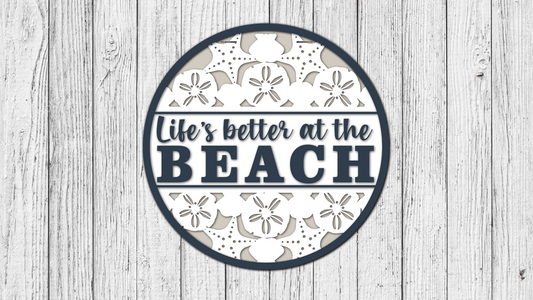 Finished -  Large Door Hanging Sign -Life's better at the beach