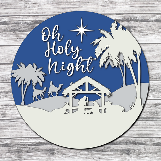 Finished -  Large Door Hanging Sign - Oh Holy Night