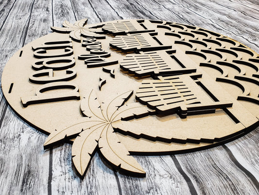 Unfinished DIY Project Kit - Tabletop Or Large Hanging Door Sign - Beach Please