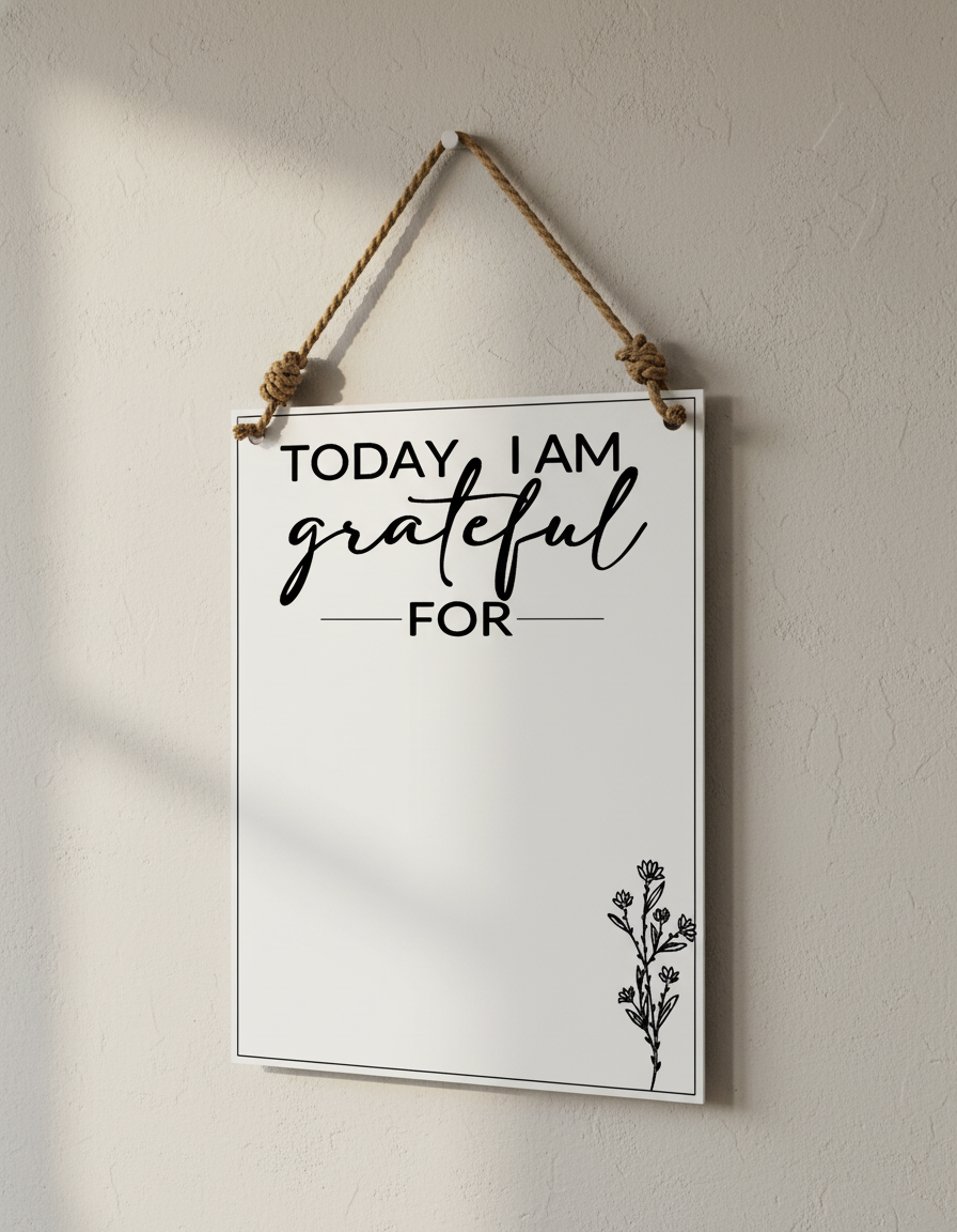 “Today I Am Grateful For” | Reusable Dry Erase Board (8.5” x 11”)