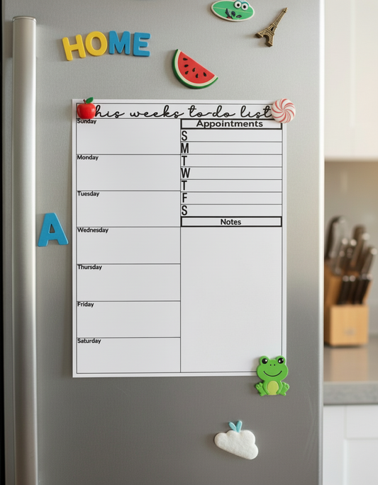 Weekly To-Do List | Reusable Dry Erase Board (8.5” x 11”)
