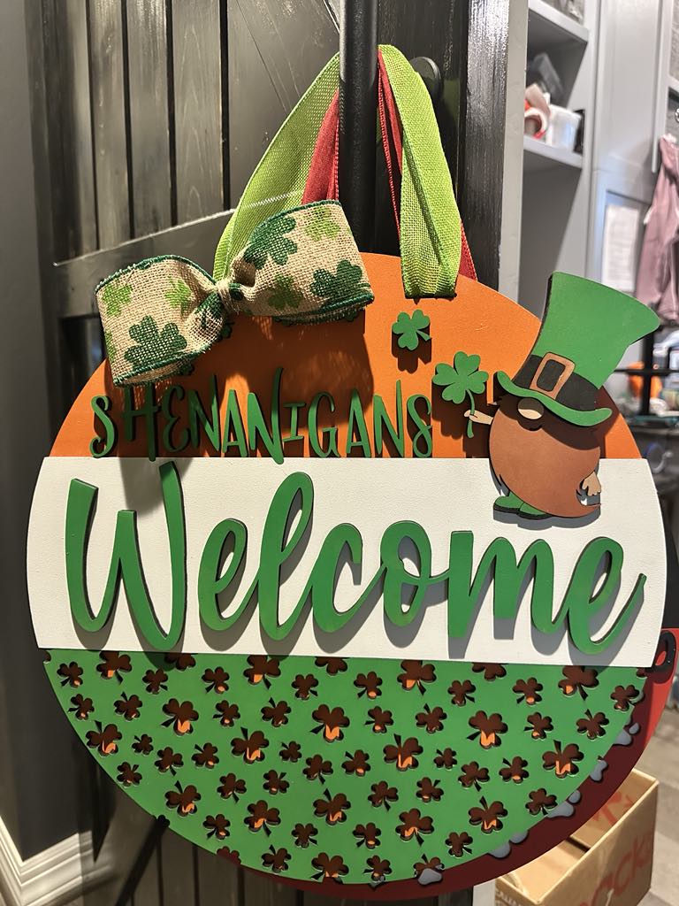 Finished -  Large Door Hanging Sign - Shenanigans Welcome