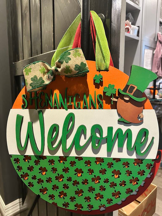 Finished -  Large Door Hanging Sign - Shenanigans Welcome