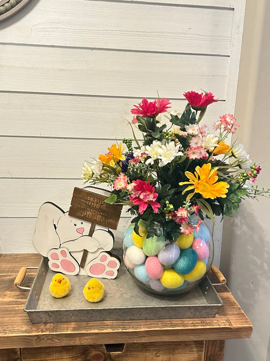 Shelf Sitter | Hugging Easter Bunny - Holding Sign