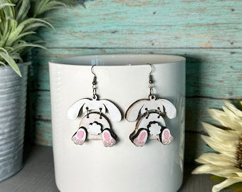 Adorable Wood Bunny Handmade Earrings