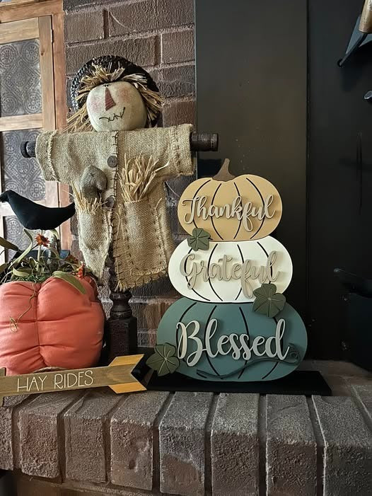 Thankful, Grateful, Blessed | Handcrafted Finished Tabletop, Or Door Signs