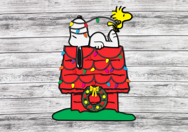 Snoopy Christmas | Handcrafted Finished Tabletop Or Large Door Signs