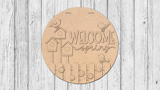 Welcome Spring Birdhouses | DIY Door or Tabletop Kit