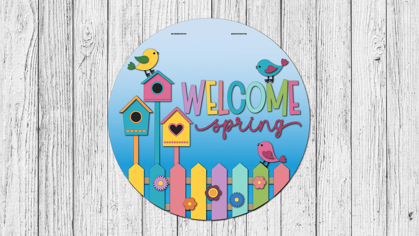 Welcome Spring Birdhouses | DIY Door or Tabletop Kit