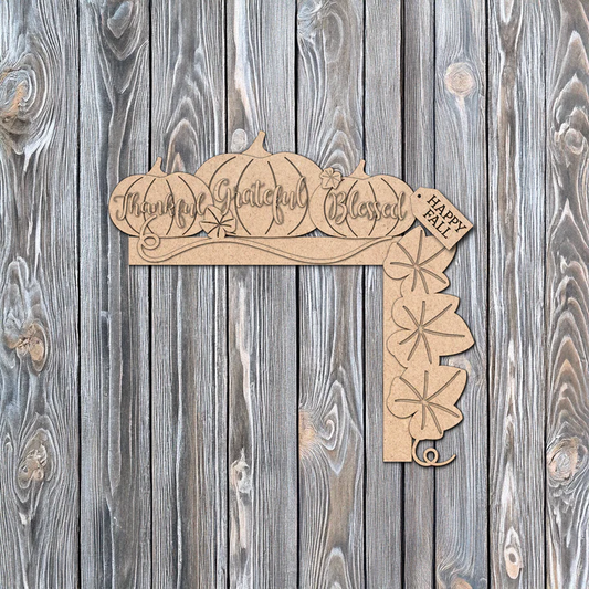 Thankful Grateful Blessed Stacked Pumpkins | DIY Door Corner