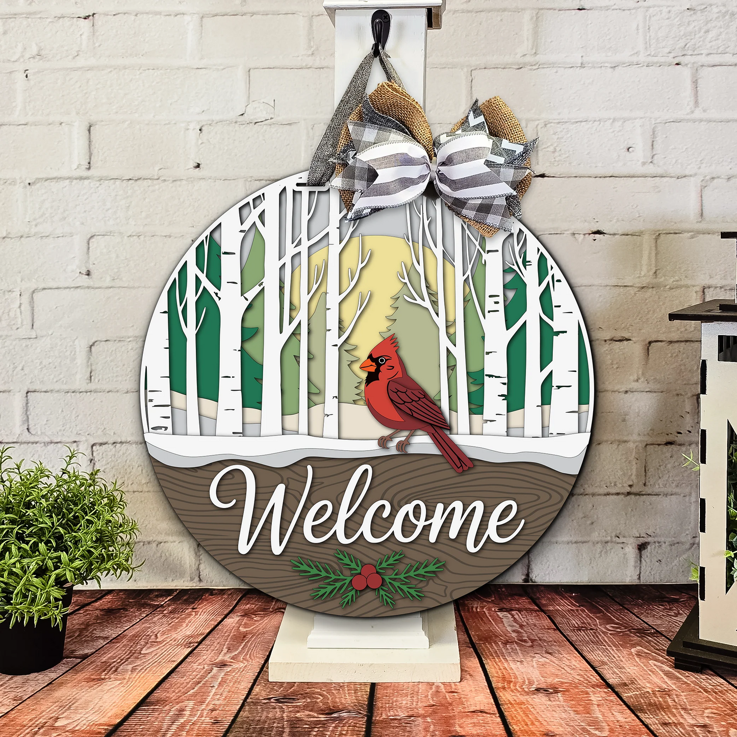Welcome Cardinal | Handcrafted Finished Tabletop Or Large Door Signs
