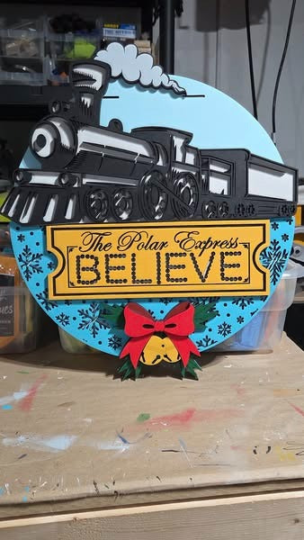 Polar Express Believe | Handcrafted Finished Tabletop Or Large Door Signs