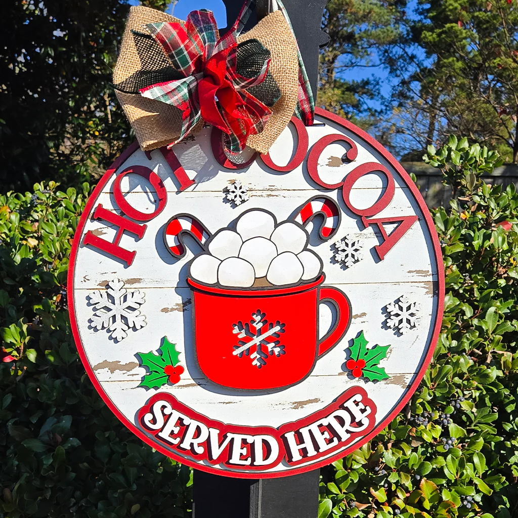 Hot Cocoa Served Here | Handcrafted Finished Tabletop Or Large Door Signs