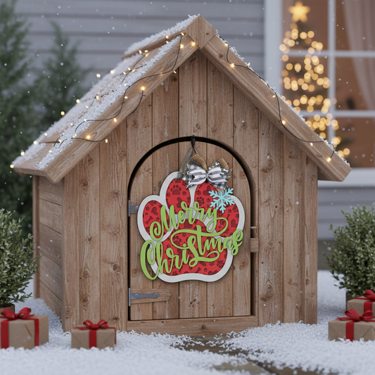 Merry "Paw" Christmas | Handcrafted Finished Tabletop Or Large Door Signs