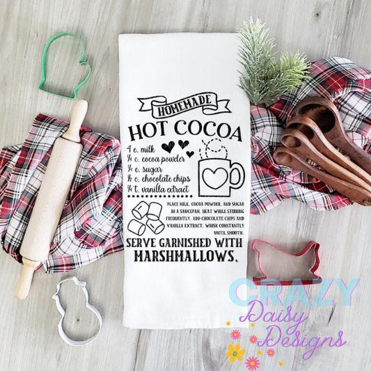 Kitchen Hot Cocoa Flour Sack Towel Recipe - Crazy Daisy Boutique